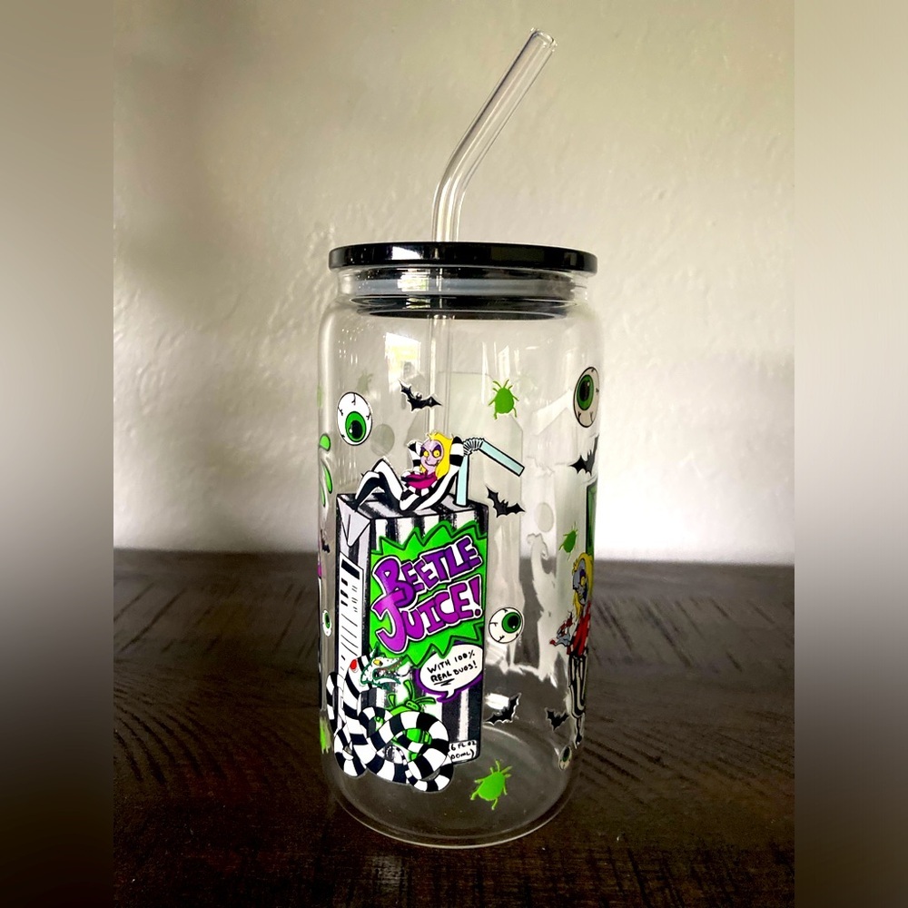 Hand Crafted Beetlejuice Glass Tumbler - Picture 8 of 11